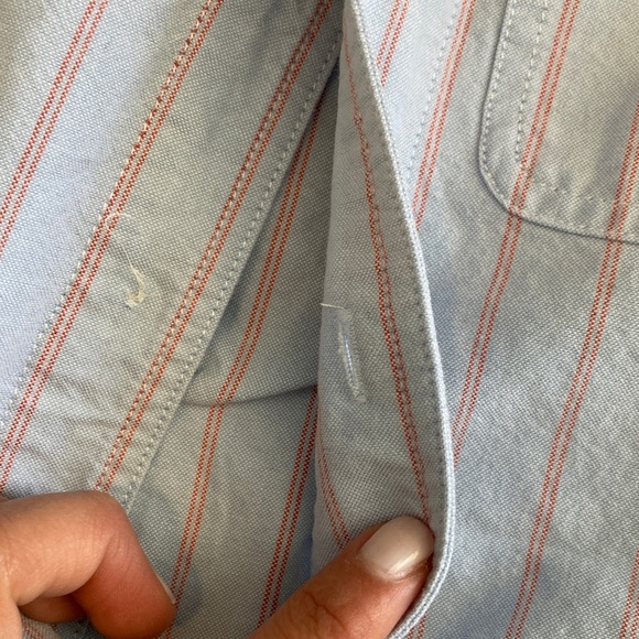 J Crew‎ Crewcuts Light Blue and Pink Striped Shirt Size 12 - Picture 4 of 5